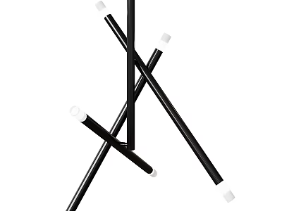Modern Cross Design Black Rod Chandelier With White Ends For Interior Decor 3d model
