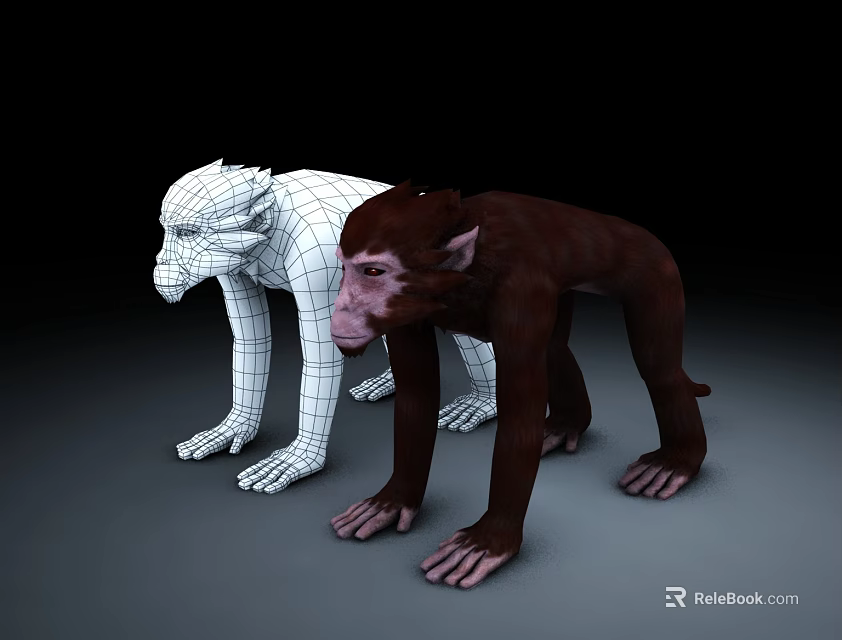 Realistic Reptile 3D Model Featuring Wireframe And Rendered Design On Dark Gradient Background 3d model