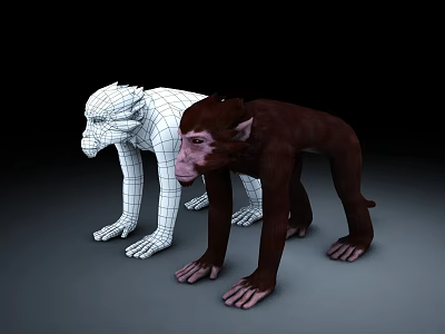 Realistic Reptile 3D Model Featuring Wireframe And Rendered Design On Dark Gradient Background 3d model