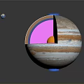 Planetary Landscape Of Jupiter Cross Section Showing Internal Structure With Core Rings And Earth