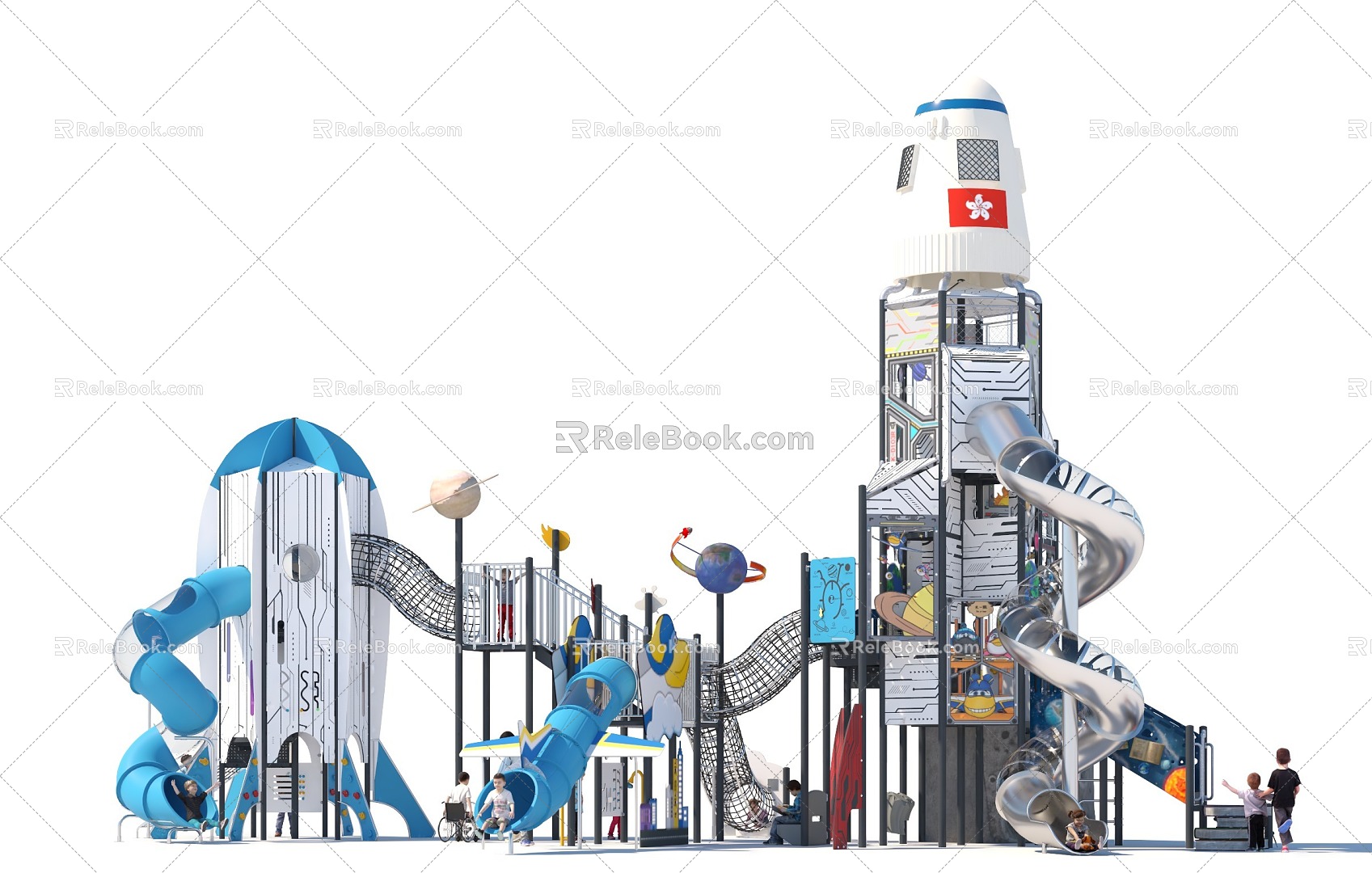 Space Park Rocket Park Combination Park Slide Combination Slide Crawl Amusement Park Children's Park Playground Amusement Sketches 3d model