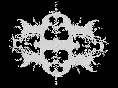 Intricate Artistic Carving With Floral Motifs And Avian Elements On Black Background 3d model