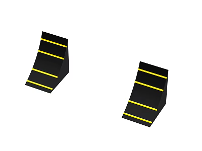 Public Facilities Wheelchair Access Ramps With Black Surface And Yellow Safety Stripes 3d model