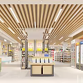 Modern Supermarket Interior With Shelves And Product Zones