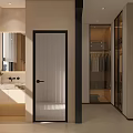 Modern Bedroom Interior With Wooden Elements Lighting Design Cozy Bed Mirror And Curtains