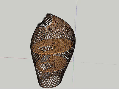 Brown Woven Tower With Intricate Mesh Design And Artistic Structure 3d model