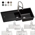 Modern Kitchen Sink With Double Bowl Faucet And Multiple Color Options