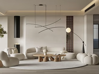 Silent Cream Wind Living Room Cream Living Room 3d model