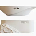 Modern White Reception Desk With ARD Logo And Stone Decor Elements 3d model