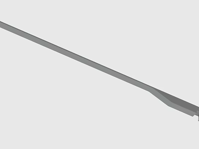 Gray Long Slender Component With Curved End And Smooth Surface Design Feature 3d model