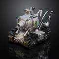 Detailed Futuristic Metallic Tank Model With Caterpillar Tracks Cannon Barrel And Mechanical Parts