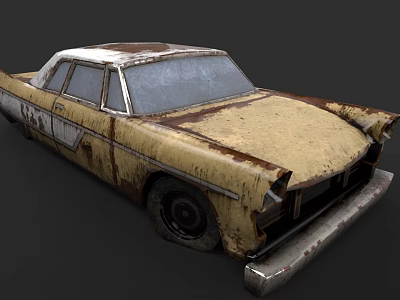 Old Rusted Vintage Car With Weathered Exterior And Worn Out Body 3d model