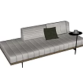 Modern Light Gray Chaise Lounge With Tufted Design And Brown Cushion
