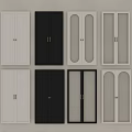 Various Style Wardrobe Doors With White Black Arched Vertical Stripe Glass Panel And Metal Handles