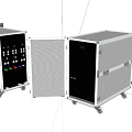 Mobile Metal Storage Cabinets With Control Panel Mesh Door And Wheels 3d model