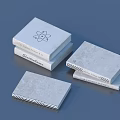 Stacked Light Gray Books With Atomic Model Textured Covers And Minimalist Style