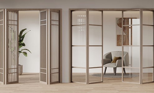 Modern folding door glass door 3d model