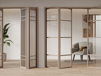 Modern folding door glass door 3d model