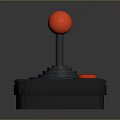 Gray Base Game Joystick With Red Ball Top Red Button And Circular Ring