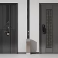 Modern Security Doors with Black Gray Colors Smart Lock and Stylish Line Design