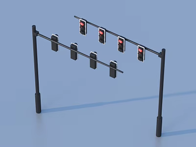 Practical Traffic Light Model With Black Frame And Multiple Red Lights For Home Decor 3d model