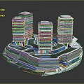 Modern Circular Architectural Complex With High Rise Buildings Green Spaces And Water Features