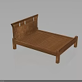 Wooden Bed Frame With Slatted Base On Reflective Dark Surface