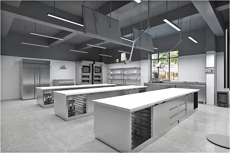Baking teaching space practical classroom back kitchen equipment 3d model