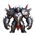 Game Film Fantasy Warrior In Silver Spiked Armor With Horned Helmet And Red Accents 3d model