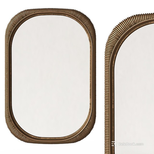 Golden Framed Mirrors with Oval and Arched Designs Decorative Wall Decor Pieces 3d model 
