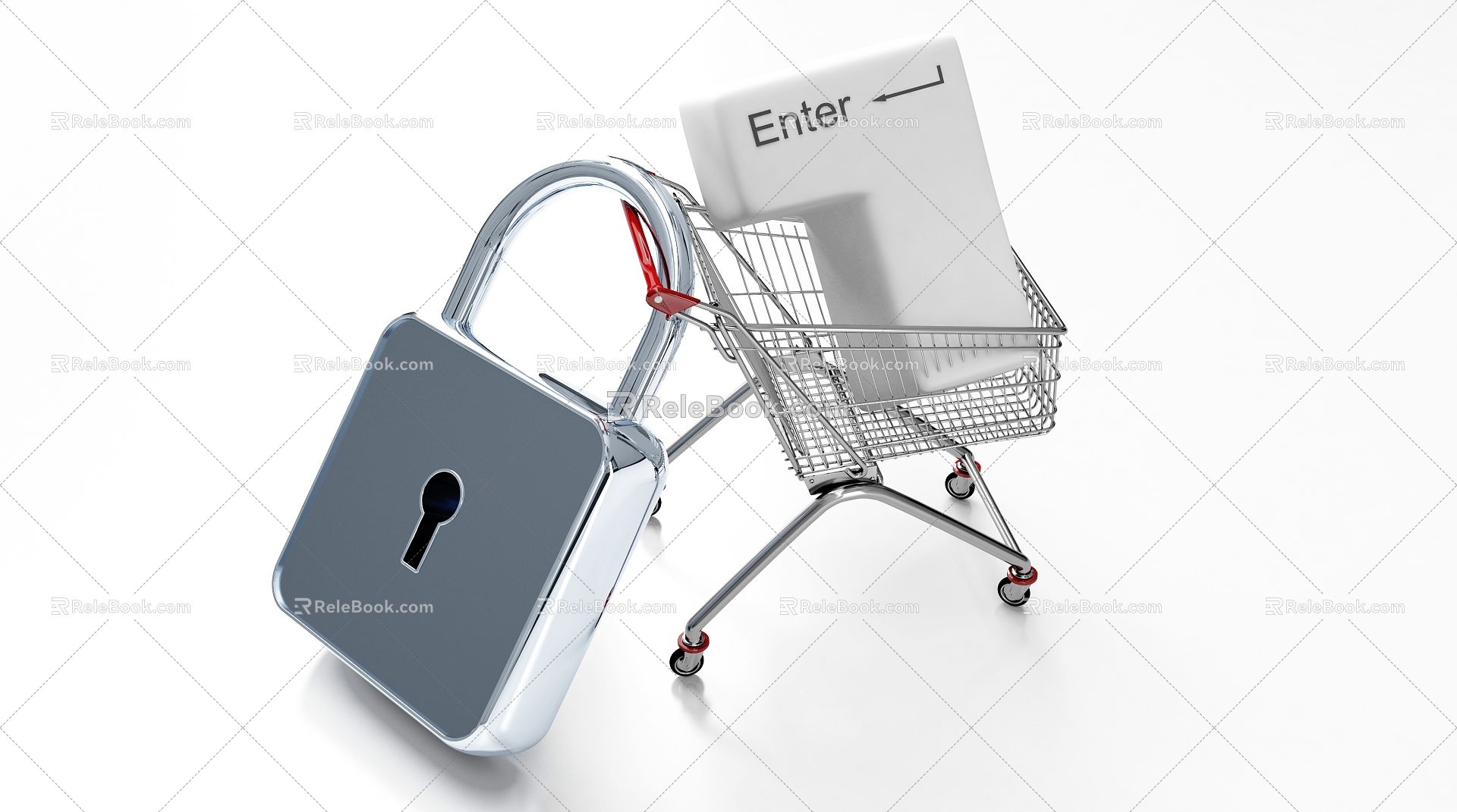 Modern lock creative online shopping enterprise commercial 3d model