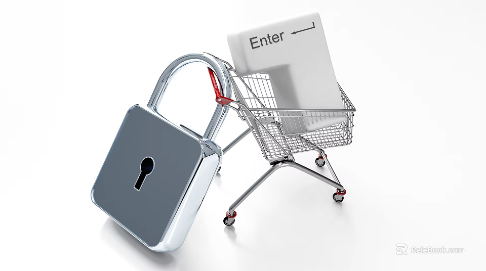 Reliable Door Handle For Shopping Cart Entry With Enter Button And Safety Lock 3d model 