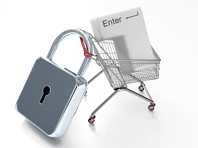 Reliable Door Handle For Shopping Cart Entry With Enter Button And Safety Lock 3d model