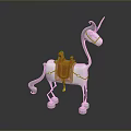 Cute Toy Unicorn Figure With White Body Orange Saddle Pink Decoration And Colorful Striped Horn