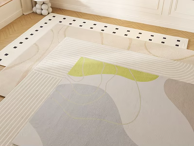 Modern Square Area Rug With Geometric Patterns And Soft Colors 3d model