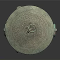 Ancient Bronze Vessel With Cylindrical Shape Lid Ring Handles And Three Legs