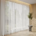 White Sheer Curtains For Modern Interior With Natural Light And Palm Plant