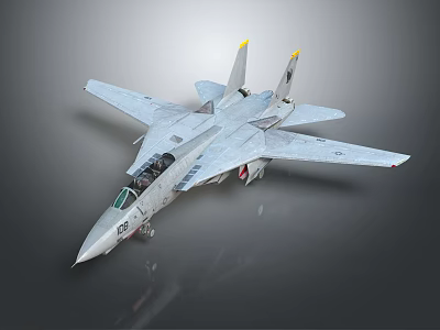 Military Fighter Jet With Gray Body Yellow Tail Fins And Cockpit Design 3d model