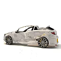 White Modified Convertible Car With Angular Lines And Large Alloy Wheels 3d model