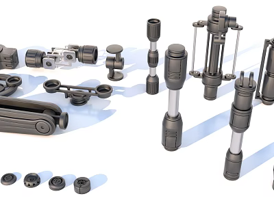 Industrial Equipment Parts Featuring Mechanical Components Fasteners Shafts And Connectors 3d model