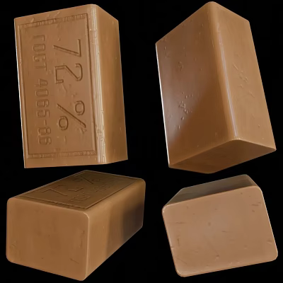 Brown Cleansing Soap Bars with Percentage Imprints for Effective Daily Laundry Use 3d model