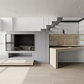 Modern Minimalist Apartment Open Living Room With White Sofa Gray Walls Bookshelves And Natural Light