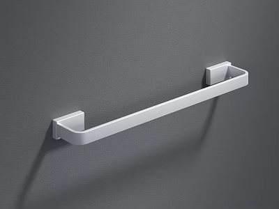 Modern White Door Handle Installed on Gray Wall with Sleek Metal Finish Design 3d model
