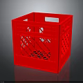 Red Plastic Storage Box With Lattice Design And Handle For Daily Household Essentials