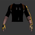 Character Outfit With Black Sleeveless Top Red Yellow Straps Arm Decorations And Yellow Black Gloves
