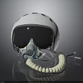 White Helmet With Black Face Shield And Breathing Apparatus Straps Design