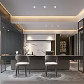 Modern Dining and Living Room Interior With Decorative Partition Sofa and Recessed Lighting