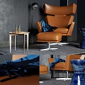 Modern Single Sofa Coffee Table Combination 3d model