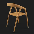 Modern Wooden Armchair With Curved Armrests And Light Brown Natural Finish