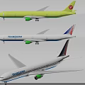 Detailed Transglobal Airplane Models in Yellow White and Blue Colors